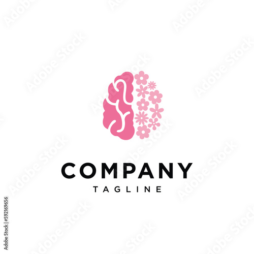 Brain Flower Logo icon vector template.
