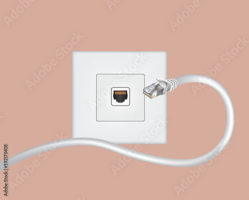Ethernet port and cable. vector