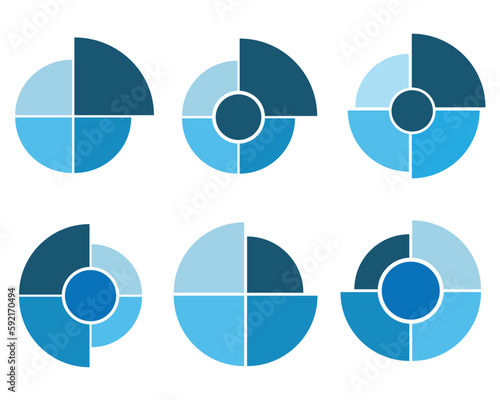 Illustration vector graphic of blue circle diagram set. flat design style. suitable for use for presentations, power point, study, etc. design vector templates.