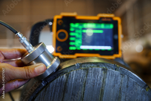UT, Ultrasonic test to detect imperfection or defect in steel roller in the factory, NDT Inspection.
