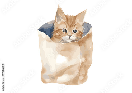 紙袋に入っている猫(AI)