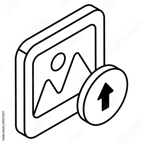 Photo upload icon, editable vector 