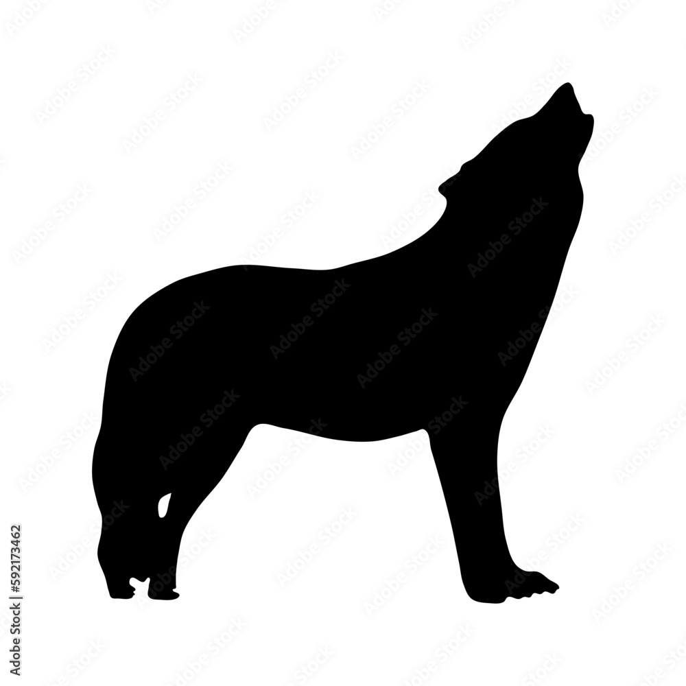 Wolf howling silhouette. Sign Symbol Icon vector illustration template in trendy flat style. Editable graphic resources for many purposes.