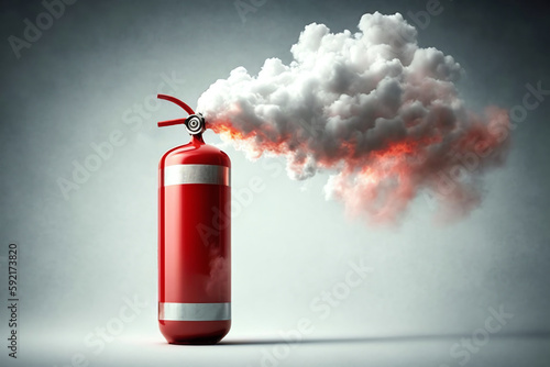 Fire Extinguisher Releasing Its Gas. Working Fire Extinguisher. Generative AI