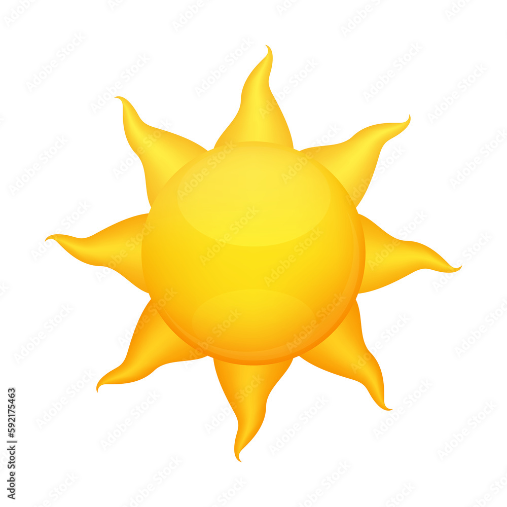 The sun yellow orange. Cartoon minimal style. Summer concept. Icon 3d file PNG. The sun yellow orange. Cartoon minimal style. Summer concept. Icon 3d file PNG.