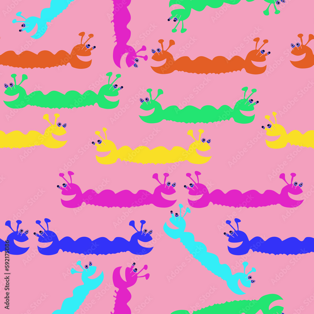 Seamless stylized colored monsters. Hand drawn. Seamless stylized colored monsters. Hand drawn.