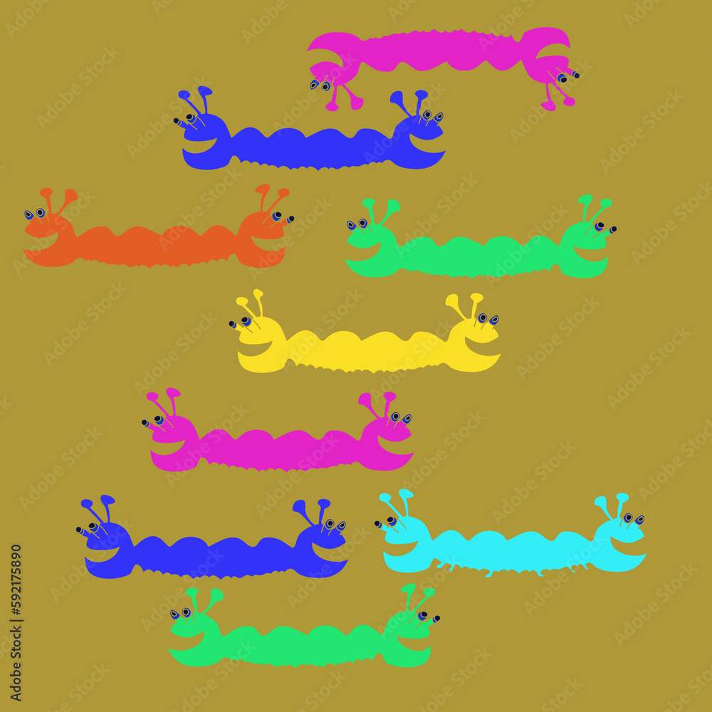 Obraz premium Stylized colored monsters. Hand drawn.