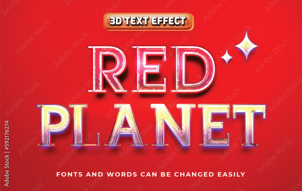 Red planet 3d editable text effect style