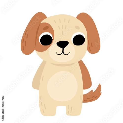 Cartoon cute baby dog standing. Isolated vector illustration for childrens book.