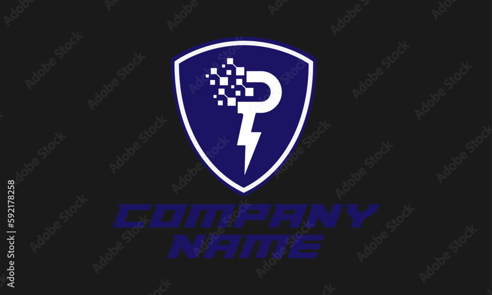 Shield Pixel P Letter Security Tech Conpany Logo Design Template Vector Shield Pixel P Letter Security Tech Conpany Logo Design Template Vector