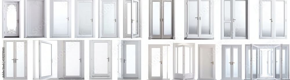 White UPVC Double Glazed Doors in Various Styles, Generated by AI White UPVC Double Glazed Doors in Various Styles, Generated by AI