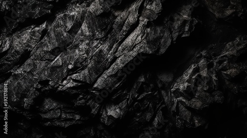 Black abstract background. Dark rock texture. Black stone background with copy space for design