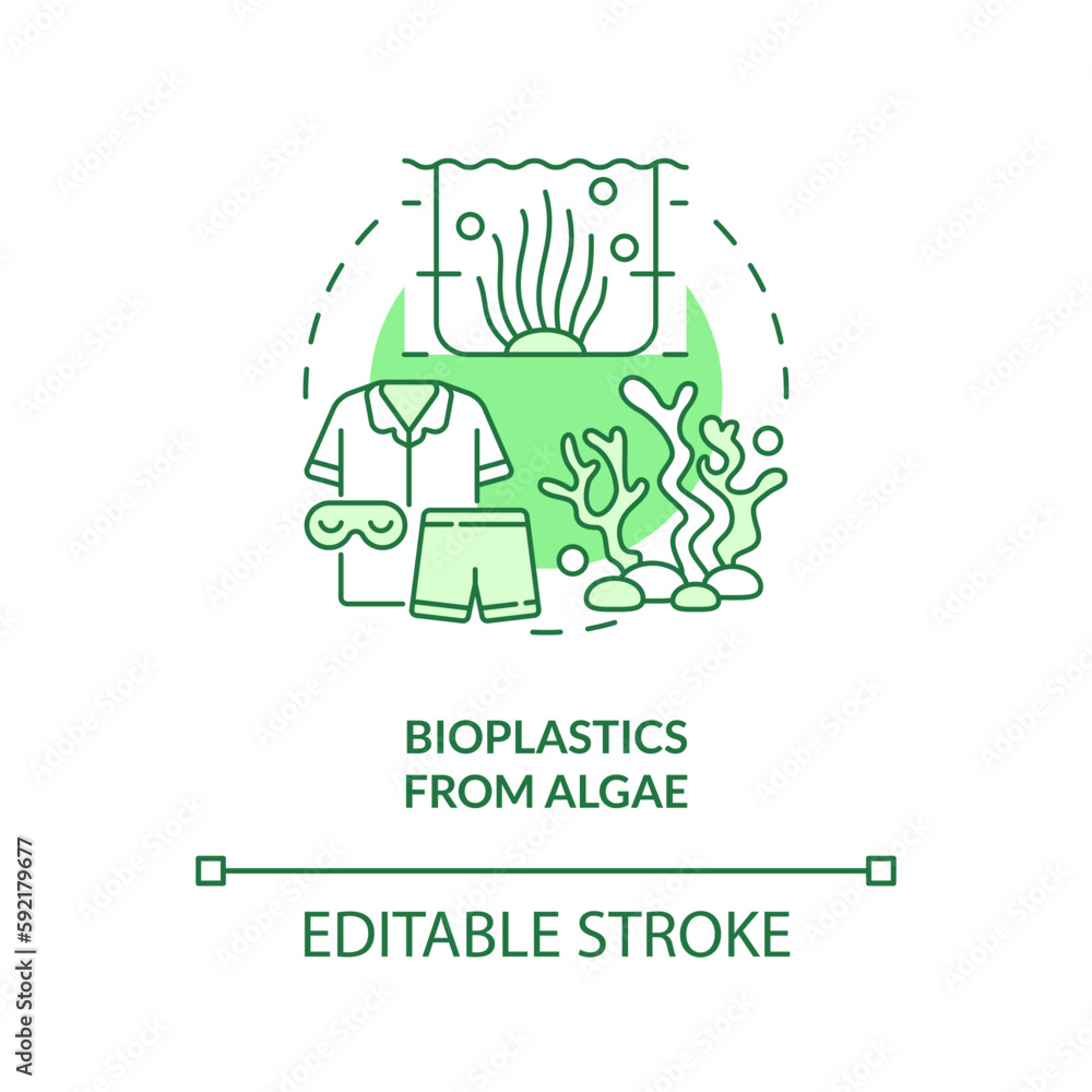 Bioplastics from algae green concept icon. Climate change. Sustainable