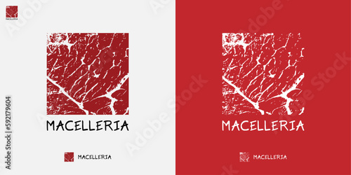Meat shop logo design with meat texture as symbol and Italian name