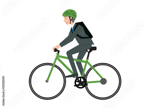 自転車通勤するビジネスマン