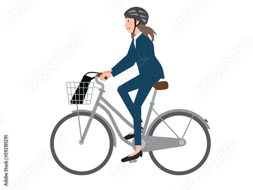 自転車通勤するビジネスウーマン