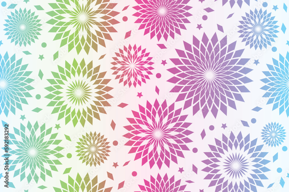 Vector seamless festive white pattern of rainbow gradient polygonal shapes Vector seamless festive white pattern of rainbow gradient polygonal shapes