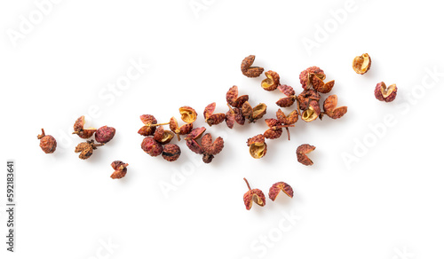 Sichuan pepper placed on a white background.