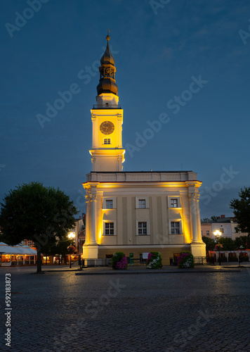 Leszno City hall at evening. Leszno  Greater Poland  Poland