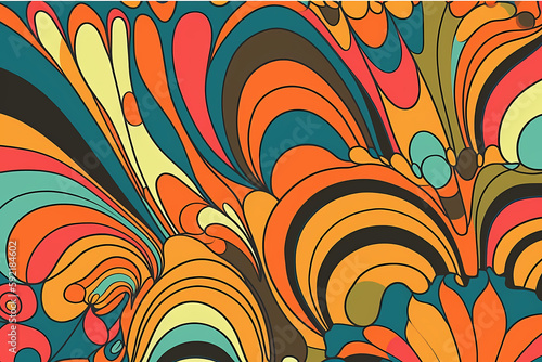 psychedelic patterns 70s retro style, illustration, hipster the groovy aesthetic, 1970s flare,retro AI generated illustration