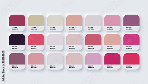 Pantone Trendy Colour Catalog Inspiration Palette in RGB and HEX