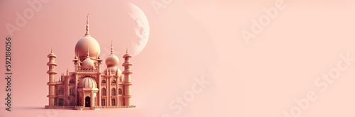 mosque Islamic for ramadan kareem and eid mubarak with generative ai 