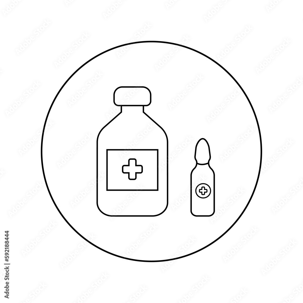 Ampoule and medicine linear vector icon. Ampoule and medicine linear vector icon.