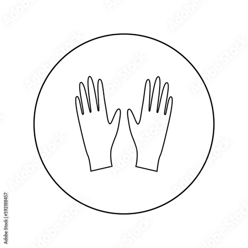 Medical glove linear vector icon.