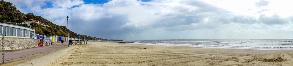 A view along Alum Chime beach at Bournemouth, Dorset, UK in April 2023 A view along Alum Chime beach at Bournemouth, Dorset, UK in April 2023