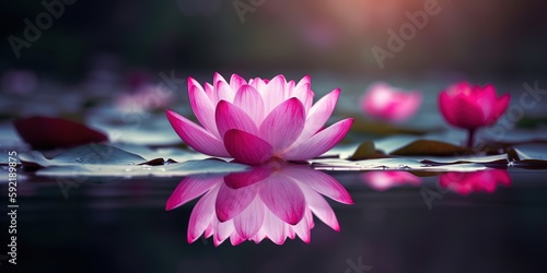 Pink Lotus flower  water lily  background    Generative AI  