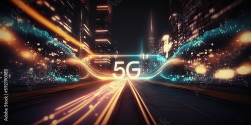 5G high speed internet technology, Digital Data transfer. Generative AI