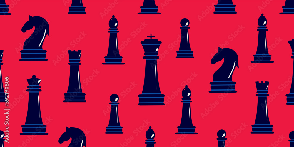 Set of chess pieces pattern in trendy style. Set of chess pieces pattern in trendy style.