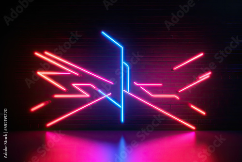 3d render abstract red blue pink neon background