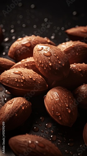 Wallpaper Mural Fresh bunch of Almond seamless background, adorned with glistening droplets of water Torontodigital.ca