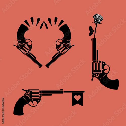 Love in Bloom - Creative Romantic Concept with Guns and Mushrooms