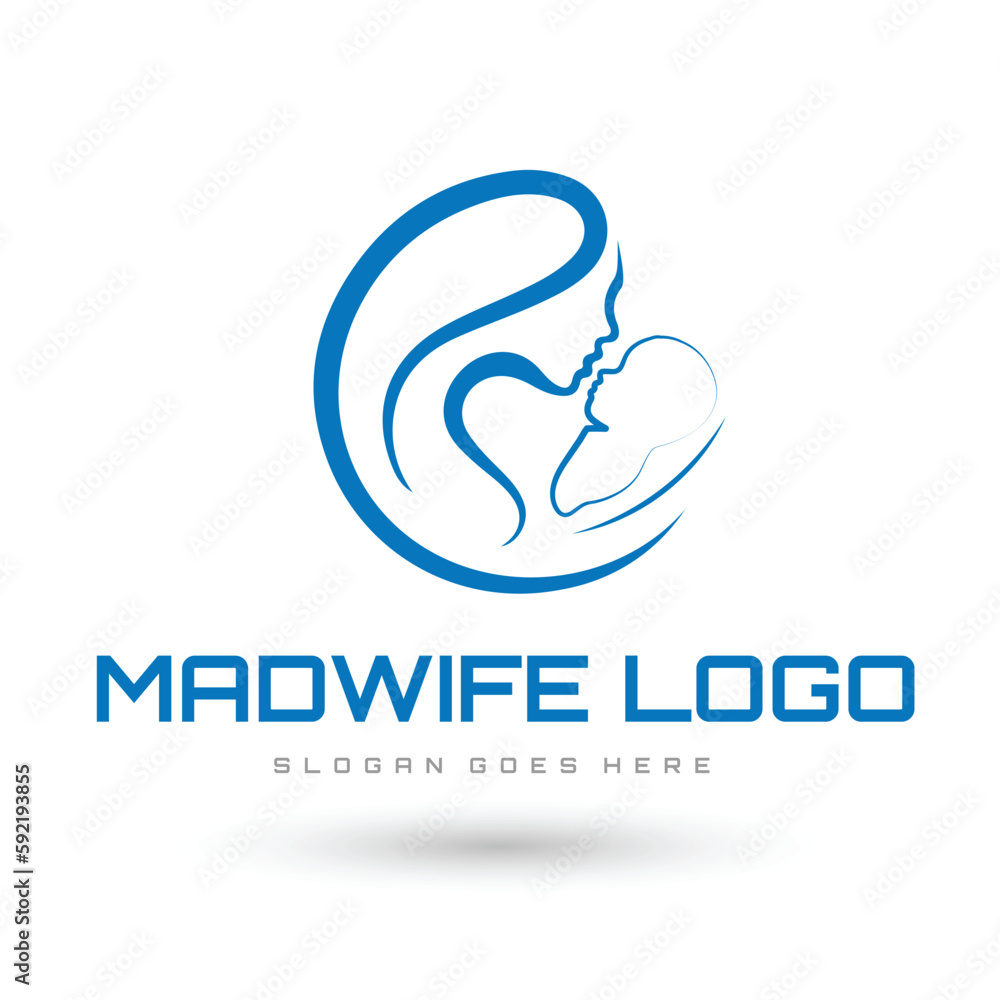 Pregnancy logo, vector of pregnant women and leaves, healthy mother's logo, nutrition and care for pregnant women logo template
