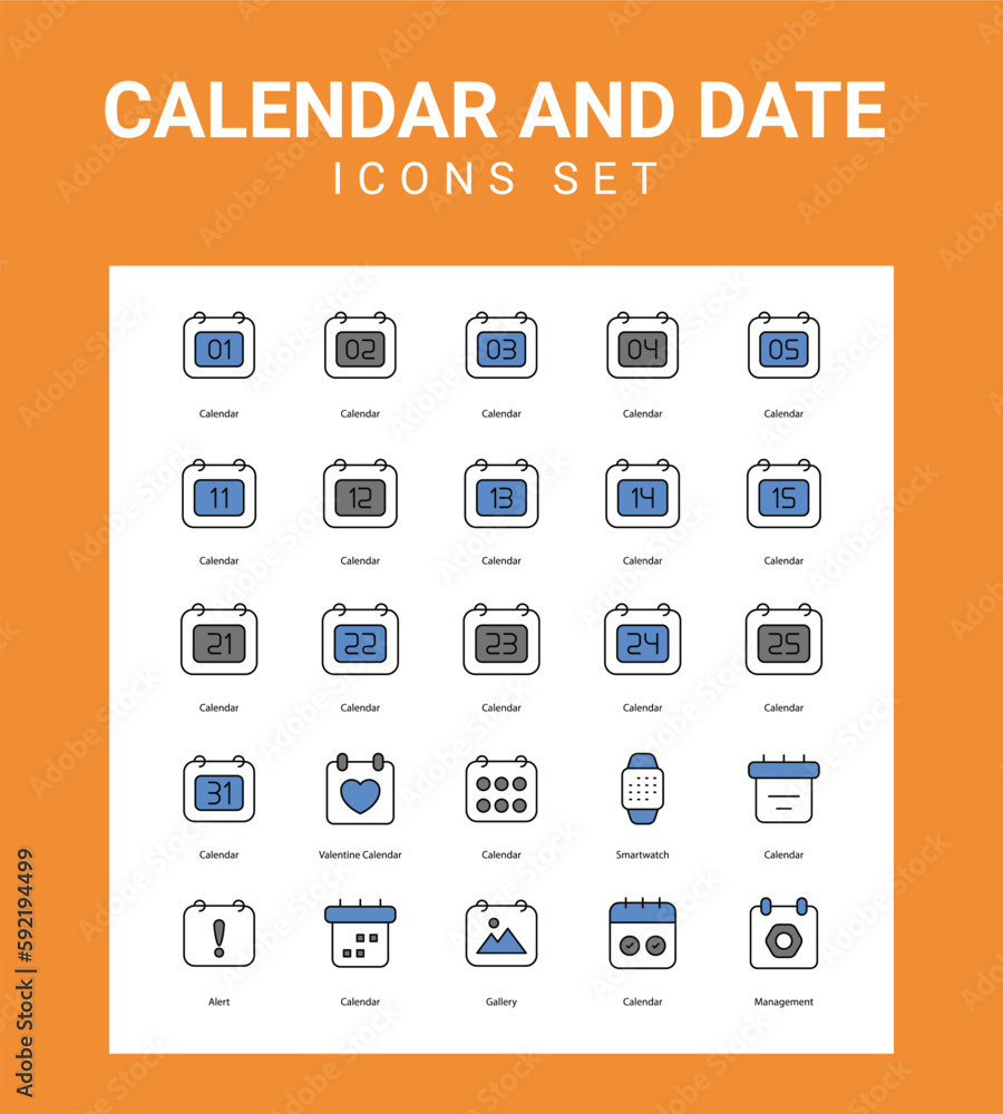 Calendar and date related icon set Calendar and date related icon set