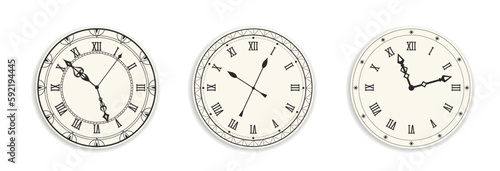 Old clocks and watches with vintage look design