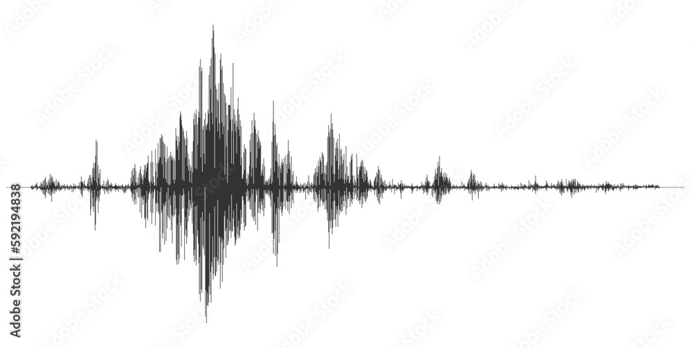 Earthquake seismograph wave. Seismic activity pulse, geology science earthquake amplitude vector seismogram, audio waveform line, vibration level background or music record equalizer data - obrazy, fototapety, plakaty 
