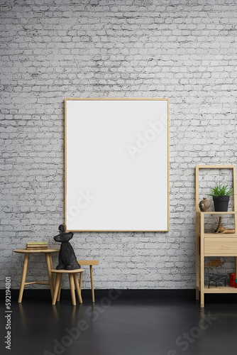 Wall art empty mockup. Generative AI