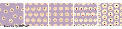 Feminine look, abstract personage, mascot design, funny face, cute icon
