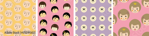 Feminine look, abstract personage, mascot design, funny face, cute icon