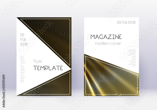 Triangle cover design template set. Gold abstract