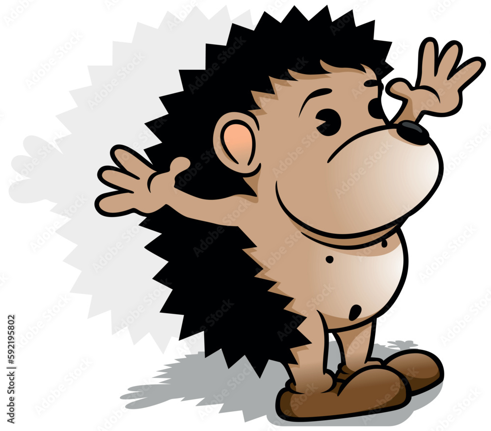 Funny Small Brown Hedgehog with Open Arms Funny Small Brown Hedgehog with Open Arms
