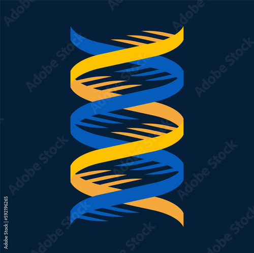 DNA helix structure isolated cartoon spiral human gene, helical structure, mutation of atom. Vector biology and microbiology sequence of chromosome