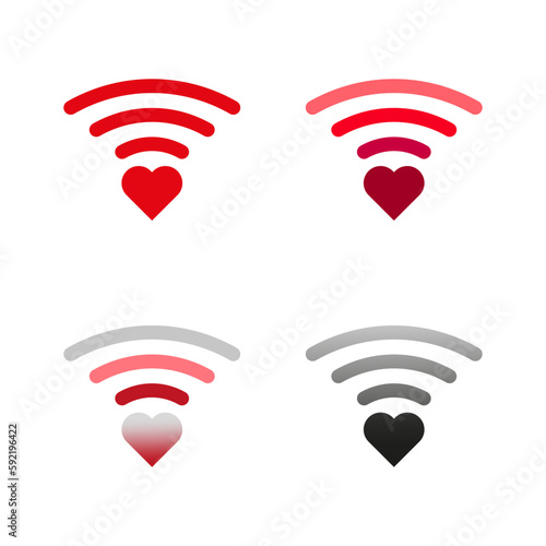 Wifi heart icons, great design for any purposes. Heart symbol. Love icon. Internet network concept. Vector illustration.