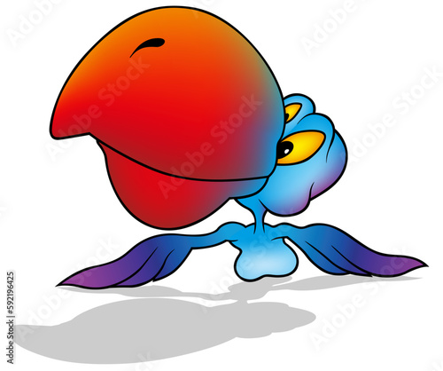 Blue Parrot with Big Red Beak