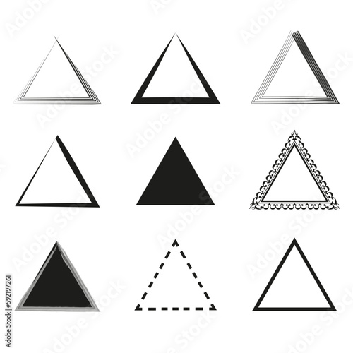 Triangles brush in line art style. Geometric shape. Vector illustration.