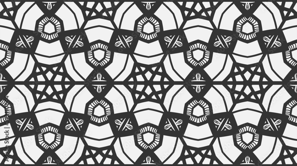 Vector seamless pattern, geometric background. Black and white abstract triangle ornament, line art. Tribal ethnic arabic, indian decoration Vector seamless pattern, geometric background. Black and white abstract triangle ornament, line art. Tribal ethnic arabic, indian decoration