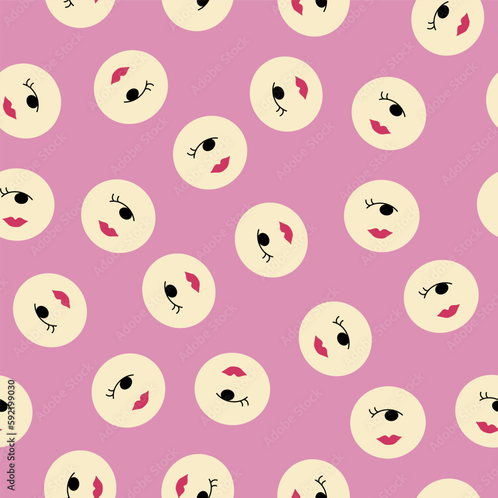 Feminine look, abstract personage, mascot design, funny face, cute icon Feminine look, abstract personage, mascot design, funny face, cute icon